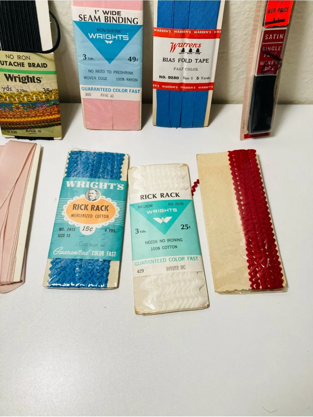 Vintage Assorted Sewing Hems and Bias Tape Bundle - Blue, Pink, Red, White